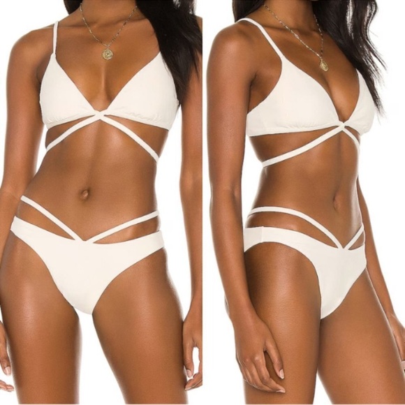 NWT JONATHAN SIMKHAI Emmalyn 2PC set Bikini In Ecru SZ: L/M - Picture 1 of 5
